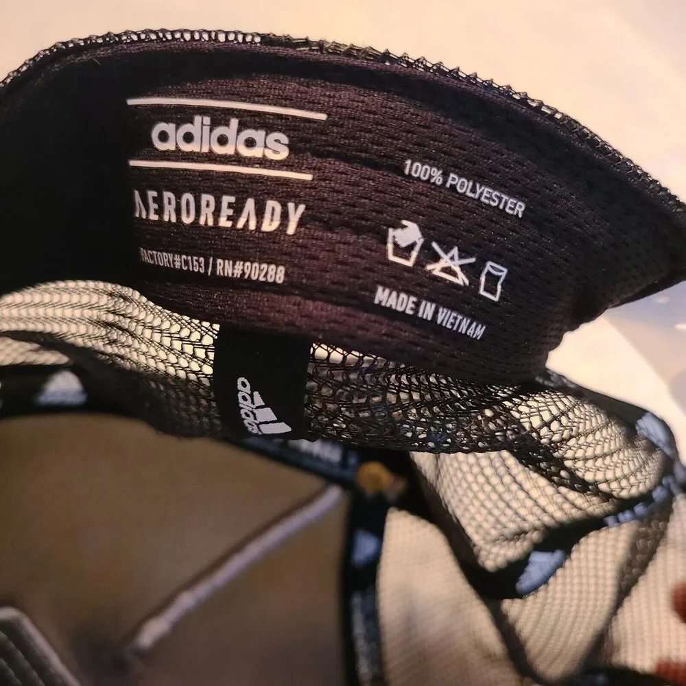 Adidas Mens Logo Aeroready Performance Snapback Hat Black White Adjustable
